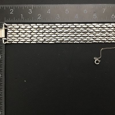 Judy Lee Silver Tone Wide Panel Woven Link Safety Chain