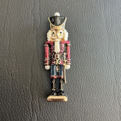 Vintage Enamel nutcracker Christmas Brooch