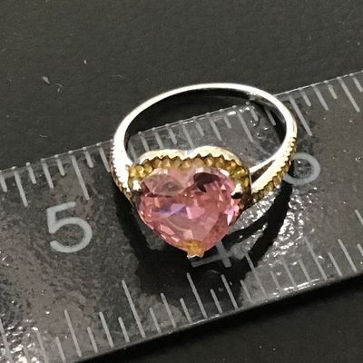 Yellow pink Heart Rhinestone Ring