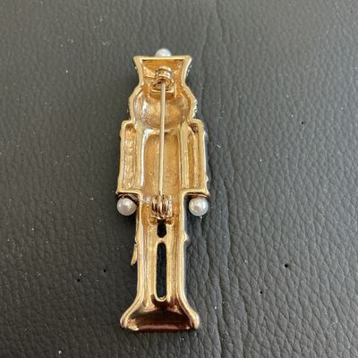 Vintage Enamel nutcracker Christmas Brooch