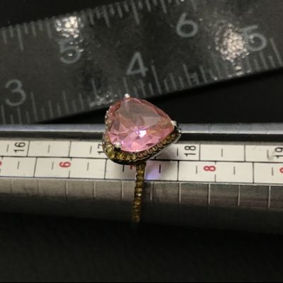 Yellow pink Heart Rhinestone Ring