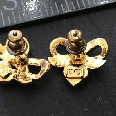 WD. Signed Rhinestone Earrings