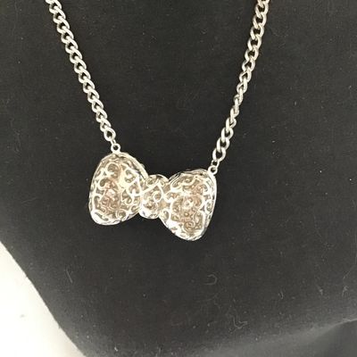 Chunky Rhinestone Bow Statement Necklace