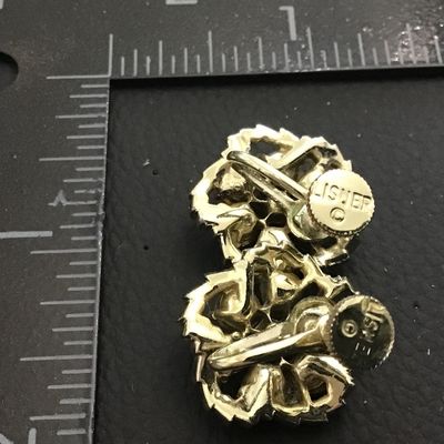 Lister Signed Gold Tone AB Stones Excellent. screw Back