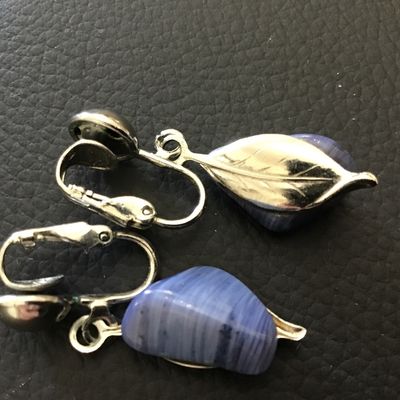 Blue Stone Leaf Earrings
