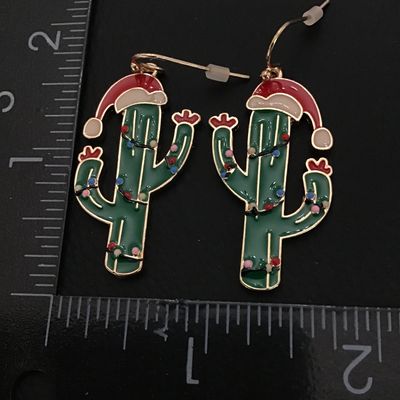 Cute holiday cactus dangle earrings