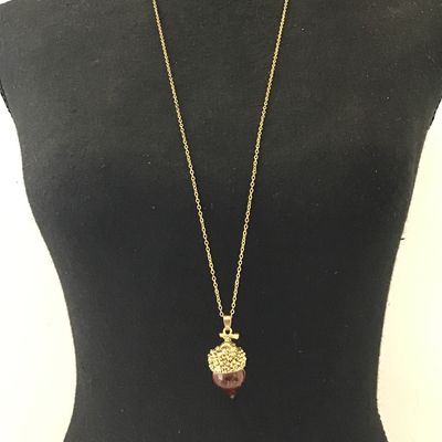 Vintage acorn glass pendant and necklace