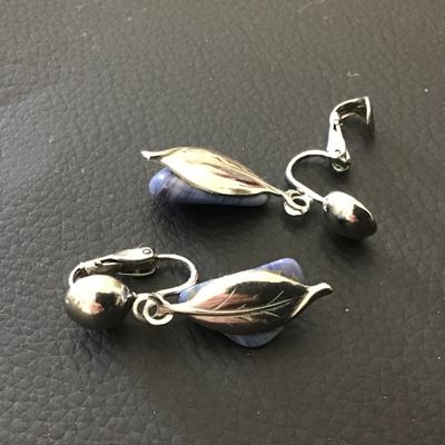Blue Stone Leaf Earrings