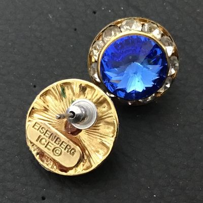 Eisenberg Ice Colbalt Blue and Clear Earrings