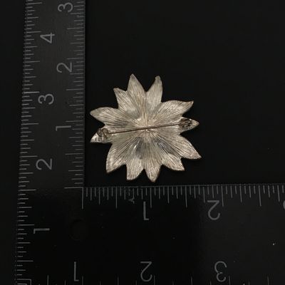 Pretty red enamel flower brooch