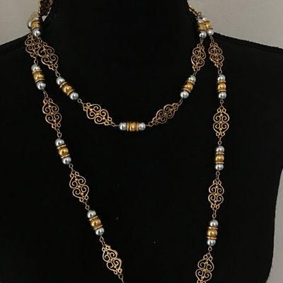 Intricate Metal work Gold Tone Silver Layering Fashion