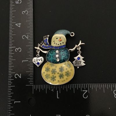 Cute enamel snowman brooch