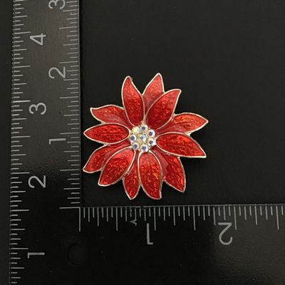 Pretty red enamel flower brooch