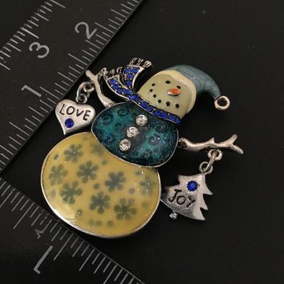 Cute enamel snowman brooch
