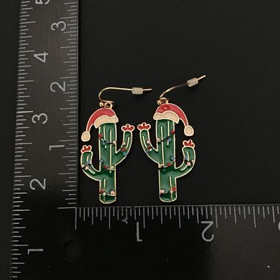 Cute holiday cactus dangle earrings