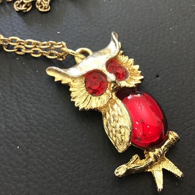 Vintage Owl Cabachon Necklace