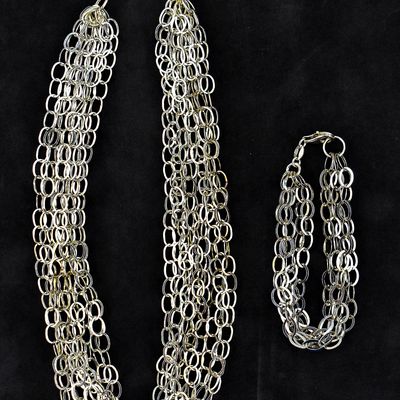 Sale Photo Thumbnail #25: MATCHING STERLING SILVER NECKLACE AND BRACELET