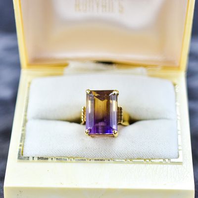 Sale Photo Thumbnail #19: 14K GOLD AND EMERALD CUT TOPAZ SOLITAIRE RING