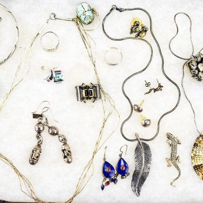 Sale Photo Thumbnail #28: STERLING SILVER JEWELRY ASSORTMENT: LAPIS, PEARL, ONYX