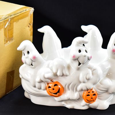 Sale Photo Thumbnail #114: HALLOWEEN CERAMIC LIGHT UP GHOST CANDY DISH
