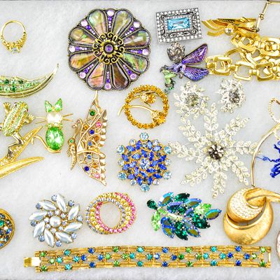 Sale Photo Thumbnail #5: RHINESTONE COSTUME JEWELRY ASSORTMENT: ESTEE LAUDER, FLORENZA, JOAN RIVERS