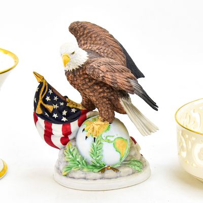 Sale Photo Thumbnail #76: LENOX TRACERY COLLECTION PEDESTAL, CENTERPIECE BOWL, AND LENOX "SPIRIT OF PEACE" FIGURINE