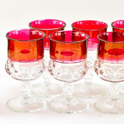 Sale Photo Thumbnail #94: TIFFIN "KING'S CROWN" GOBLETS AND CANDY DISH