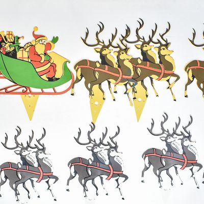 Sale Photo Thumbnail #192: SANTA SLEIGH AND REINDEER PLASTIC LAWN STAKE SET
