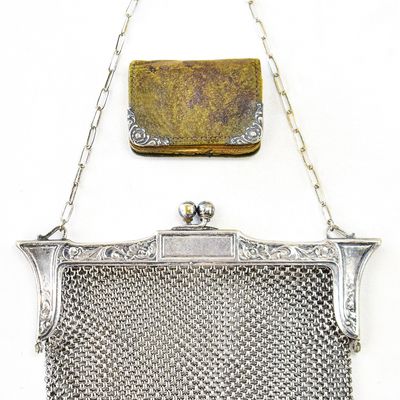 Sale Photo Thumbnail #12: GERMAN SILVER MESH PURSE AND COIN PURSE