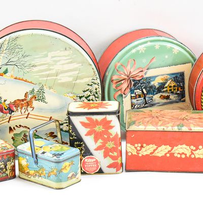 Sale Photo Thumbnail #172: HOLIDAY METAL STORAGE TIN ASSORTMENT