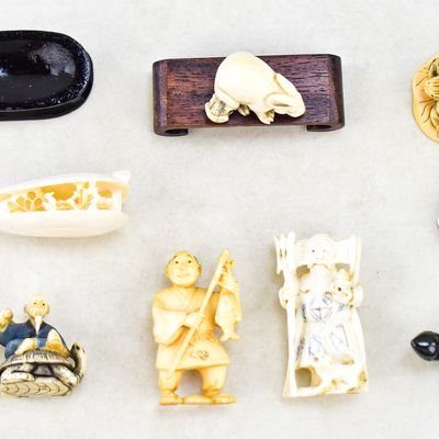Sale Photo Thumbnail #39: ASIAN STONE AND BONE CARVED FIGURES