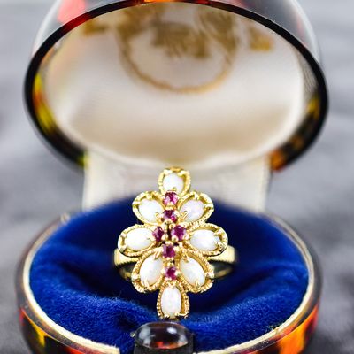 Sale Photo Thumbnail #16: 14KT GOLD OPAL AND TOPAZ COCKTAIL RING