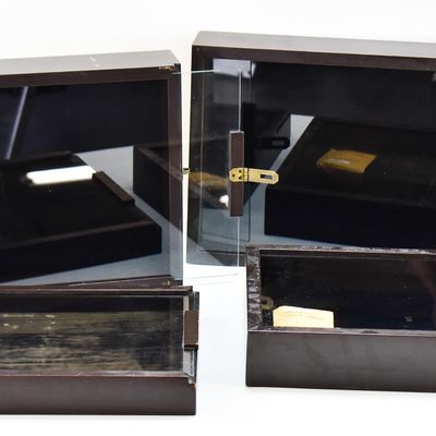 Sale Photo Thumbnail #99: FOUR WOODEN DISPLAY CASES WITH VELVET INTERIORS