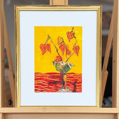 Sale Photo Thumbnail #59: LONA FELDMAN, "CHINESE LANTERNS IN A GREEN VASE"