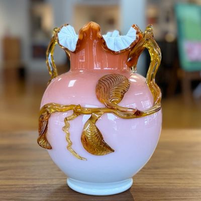 Sale Photo Thumbnail #4: VICTORIAN STYLE ART GLASS VASE