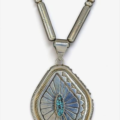 Leonard Nez Sterling Silver & Turquoise Pendant