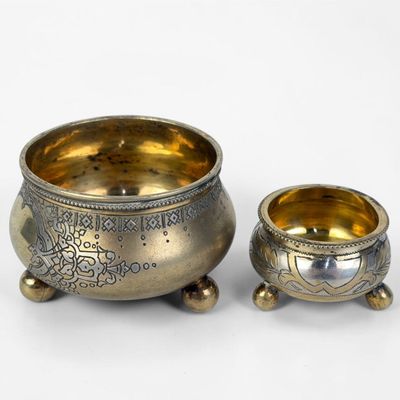 (2) Latvian .875 Silver Salt Cellars