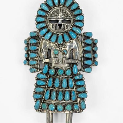 Larry Moses Begay Sterling Silver & Turquoise Kachina Cuff