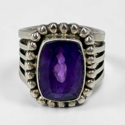 Russell Sam Navajo Sterling & Amethyst Ring
