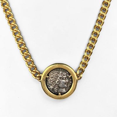 14K Italian Yellow Gold & Roman Coin Necklace