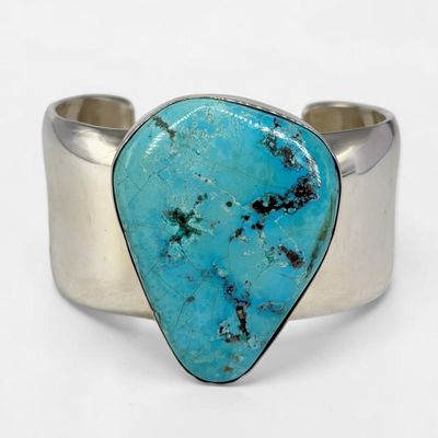 J. Nelson Navajo Sterling Silver & Turquoise Cuff