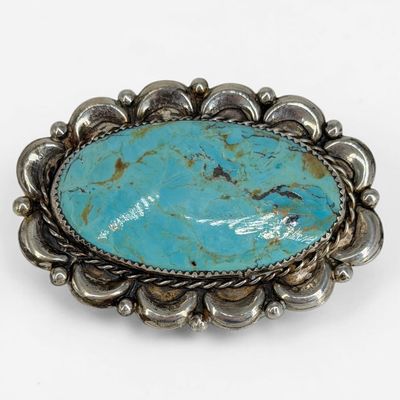 Cecil Lee Turquoise & Sterling Navajo Brooch
