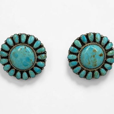 Larry Moses Begay Sterling & Turquoise Earrings