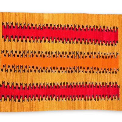 Navajo Orange & Red Serrated Band Rug