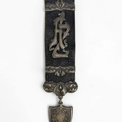 Latvian .875 Silver & Leather Watch Fob