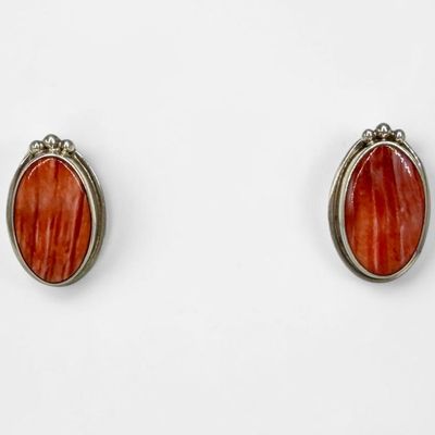 Navajo-Style Sterling & Coral Earrings
