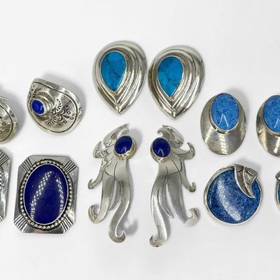Group of Sterling & Lapis Lazuli Jewelry