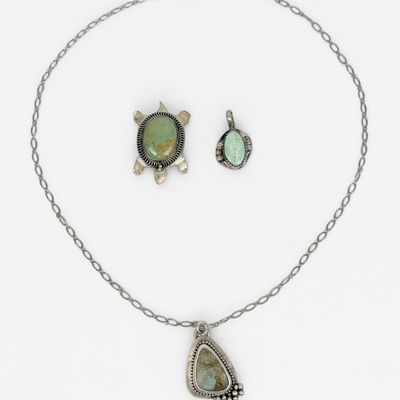(2) Sterling & Turquoise Pendants and (1) Pin