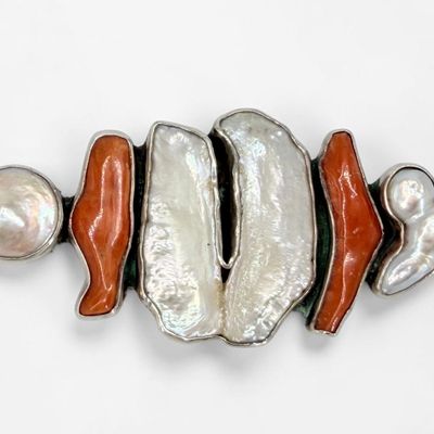 Mother of Pearl & Sterling Silver Brooch