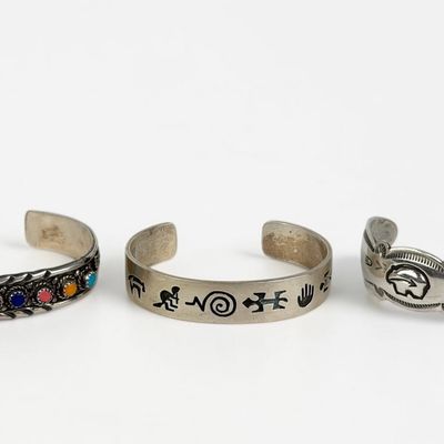 (3) Navajo Sterling Silver Cuffs